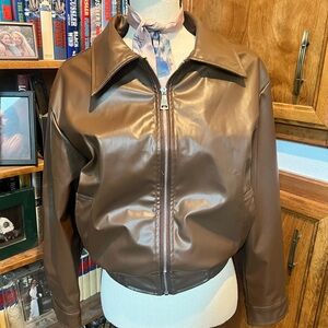 Faux Leather Bomber style jacket Size M